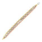 ThreeStrand Oval Link Bracelet in 14k Tri Color Gold