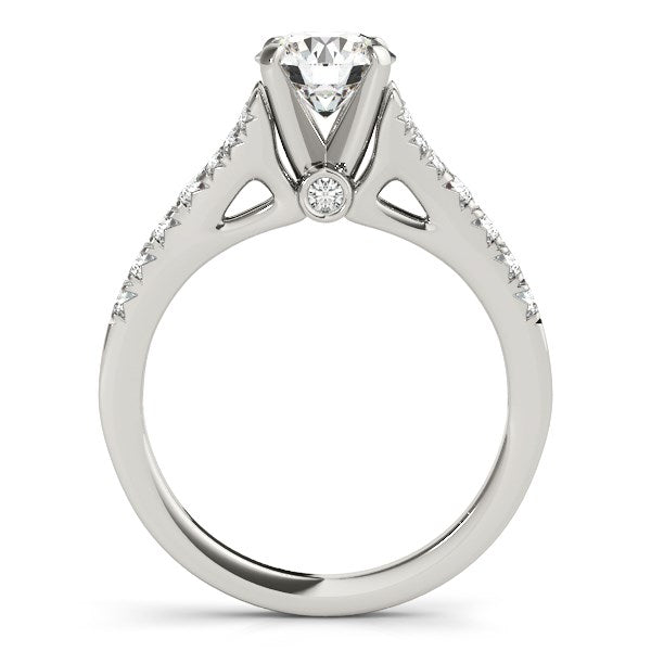 14K White Gold Split Shank Round Prong Set Diamond Engagement Ring (1 3/8 ct. tw.)