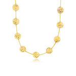 14k Yellow Gold Textured Disc Long Layering Necklace