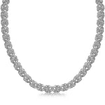 Sterling Silver Rhodium Plated Byzantine Motif Chain Necklace