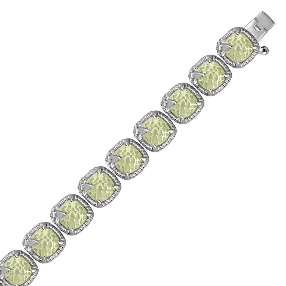 Sterling Silver Bracelet with Multi Gemstone Fleur De Lis Design