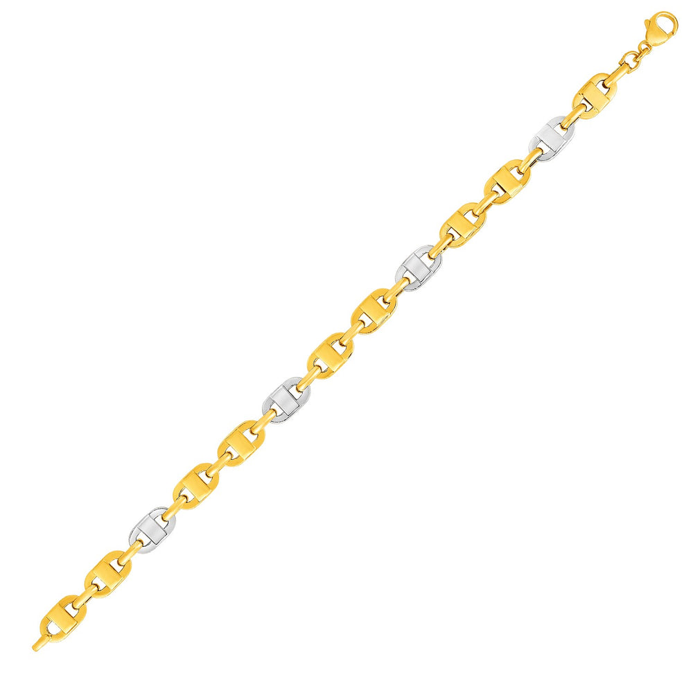14k Two-Toned Yellow and White Gold Mariner Motif Link Bracelet