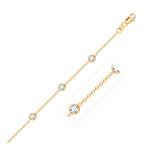 14k Yellow Gold Anklet with Round White Cubic Zirconia