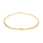 14k Yellow Gold Double Rolo Chain Anklet with an Open Heart Station