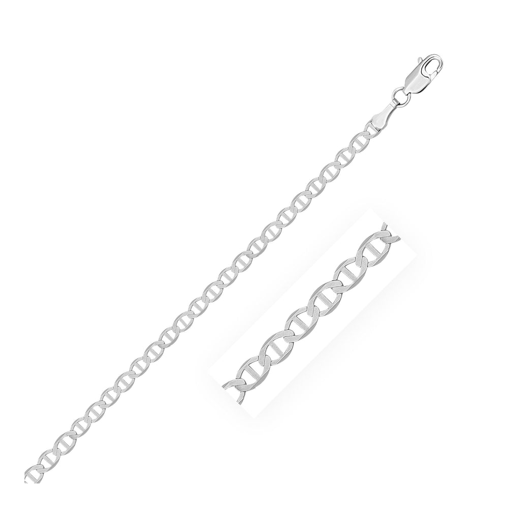 3.5mm Sterling Silver Rhodium Plated Flat Mariner Chain