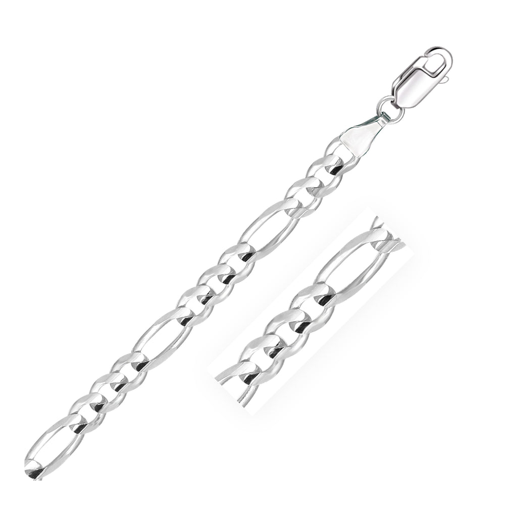 6.0mm 14k White Gold Solid Figaro Bracelet