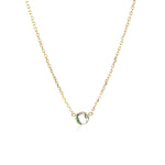 14k Yellow Gold 17 inch Necklace with Round Blue Topaz