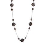 Necklace with Smokey Quartz Stations in Sterling Silver