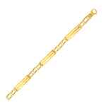 14k Two-Tone Gold Fancy Bar Style Men's Bracelet with Curved Connectors