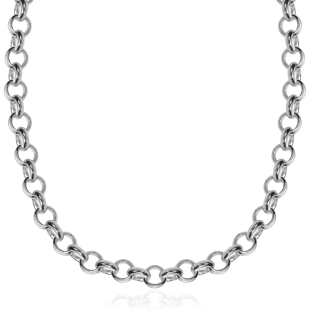 Sterling Silver Rhodium Plated Classic Rolo Chain Necklace