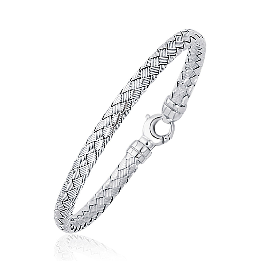 Fancy Weave Bangle in 14k White Gold (5.0mm)