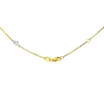 14k Two Tone Gold Anklet with Diamond Cut Heart Style Stations