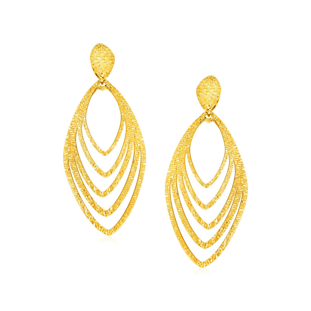 14k Yellow Gold Post Earrings with Marquise Shapes