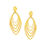 14k Yellow Gold Post Earrings with Marquise Shapes