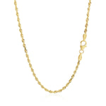 2.5mm 14k Yellow Gold Solid Diamond Cut Rope Chain