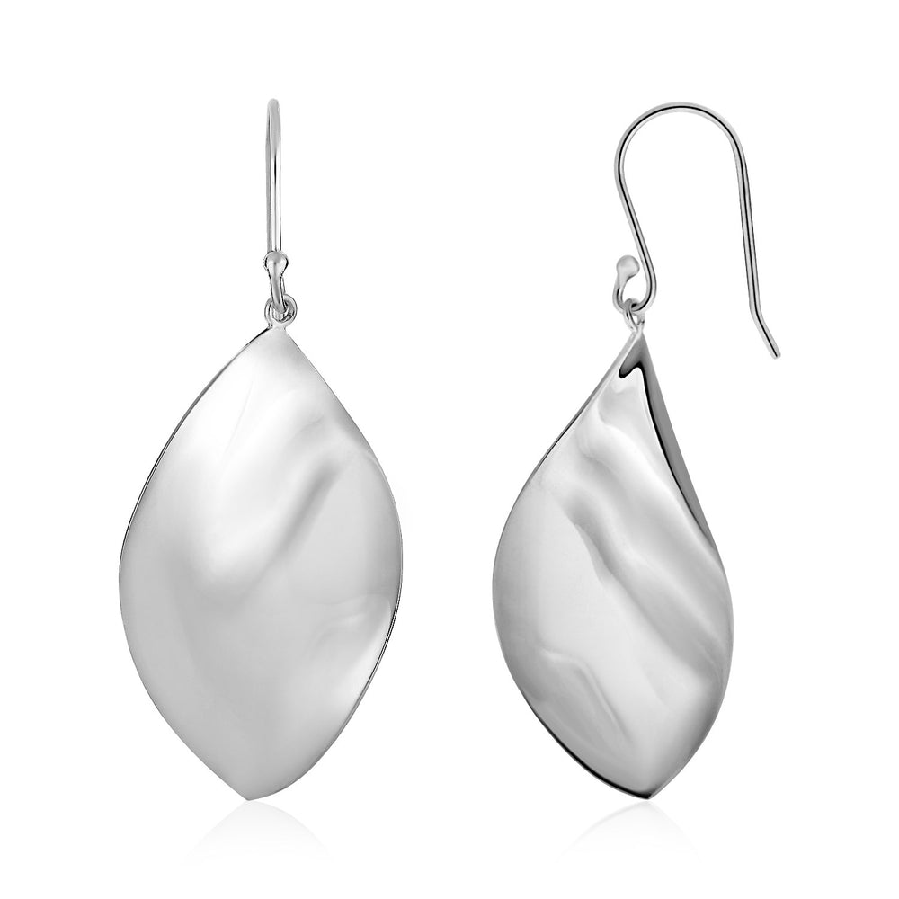 Polished Twisted Marquise Shape Drop Earrings in Sterling Silver