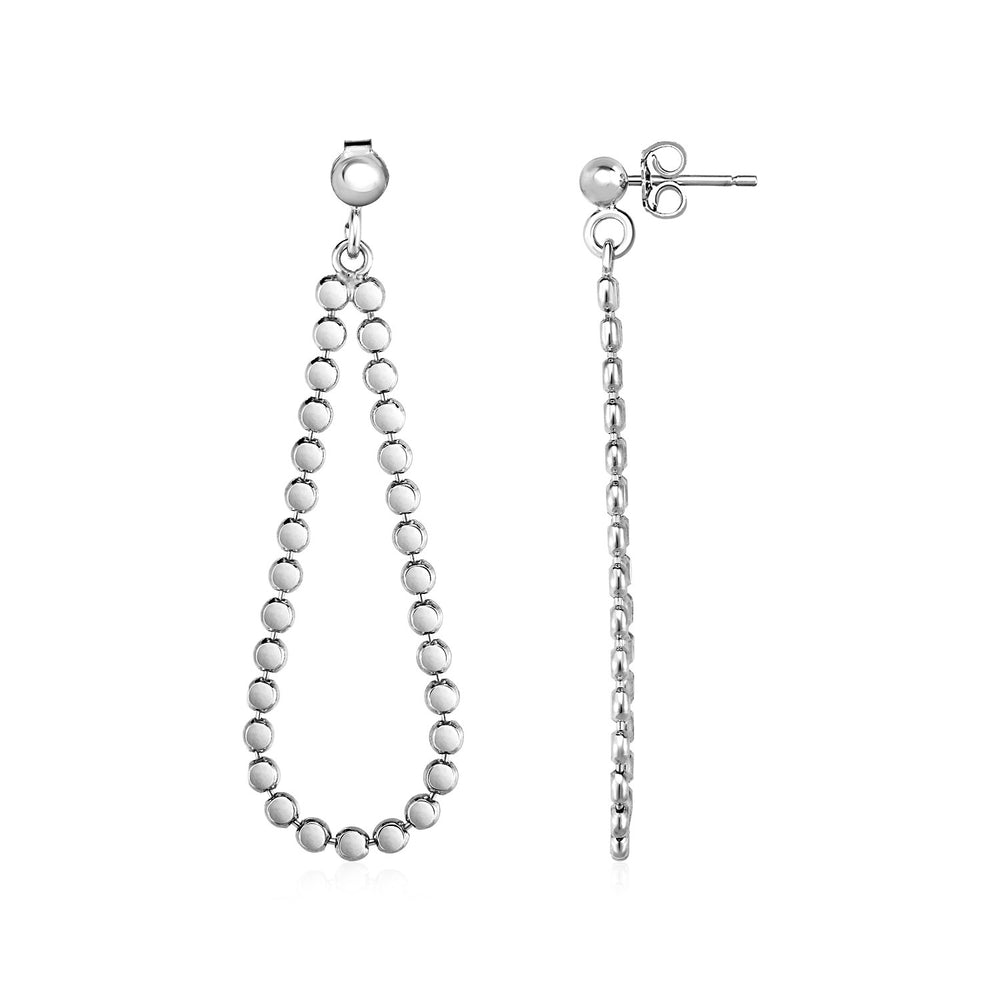 Polished Teardrop Ball Chain Earrings in Sterling Silver