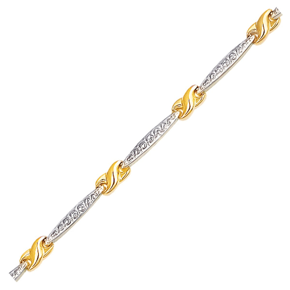 14k Two-Tone Gold Fancy Infinity Knot Line Bracelet