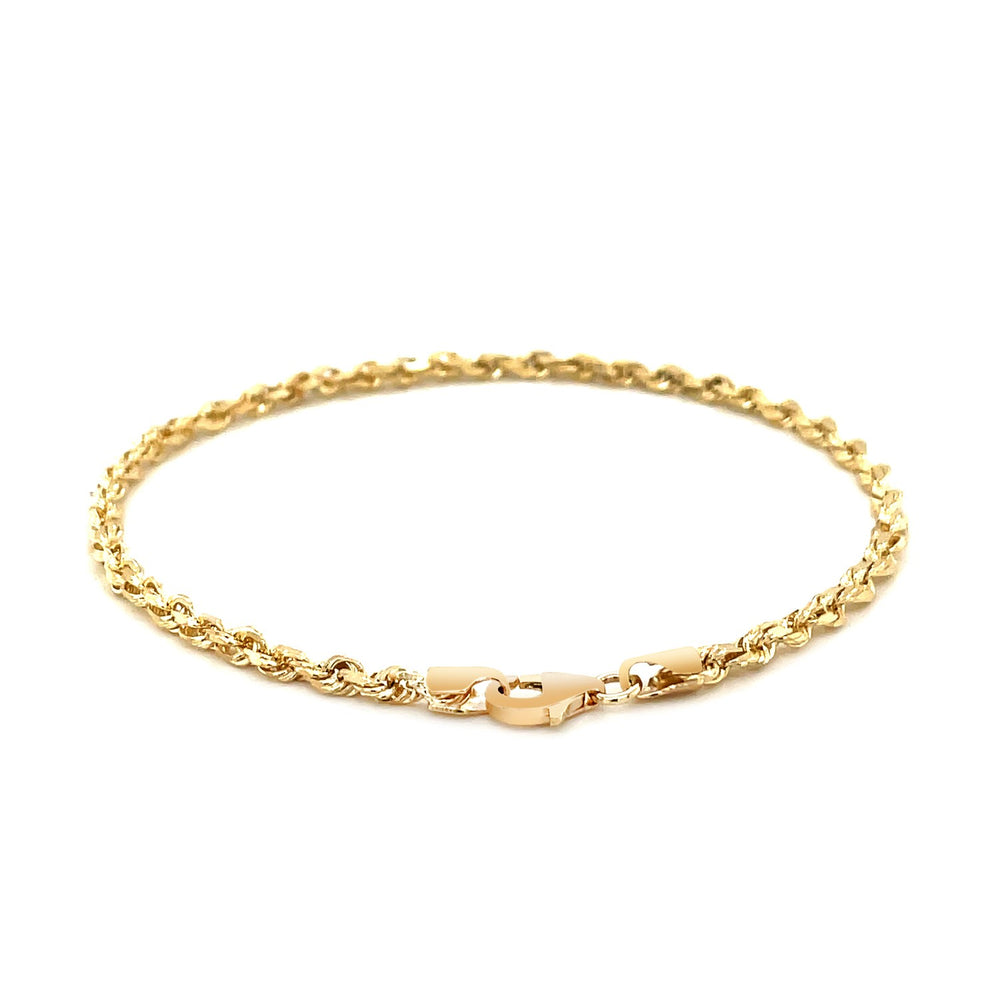 3.0mm 14k Yellow Gold Solid Diamond Cut Rope Bracelet