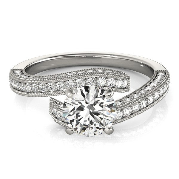 14K White Gold Round Diamond Bypass Style Engagement Ring (1 1/2 ct. tw.)