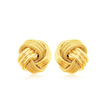 14k Yellow Gold Love Knot with Ridge Texture Earrings
