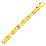 Mens Rectangular Link Bracelet in 14k Two Tone Gold