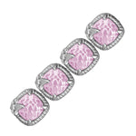 Sterling Silver Square Pink Amethyst and White Sapphire Edged Accented Bracelet