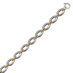 18k Yellow Gold and Sterling Silver Chain Necklace in a Cable Motif