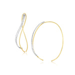 14k Two-Tone Gold Twisted Hoop Style Textured and Smooth Earrings