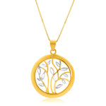 14k Two-Tone Gold Pendant with an Open Round Tree Design
