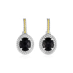 Oval Onyx Earrings in 18k Yellow Gold & Sterling Silver