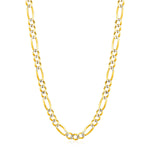 6.0mm 14K Yellow Gold Solid Pave Figaro Chain
