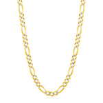 6.0mm 14K Yellow Gold Solid Pave Figaro Chain