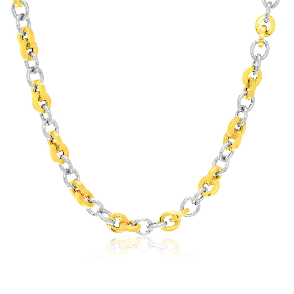 14k Two-Tone Gold Stylish Round Link Necklace