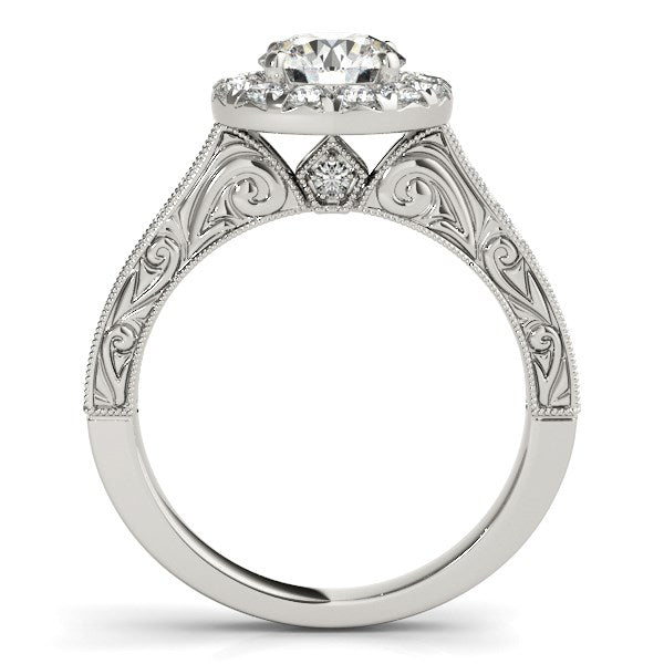 14K White Gold Round Diamond Engagement Ring with Stylish Shank (1 5/8 ct. tw.)