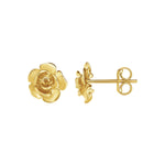 14k Yellow Gold Post Earrings with Roses