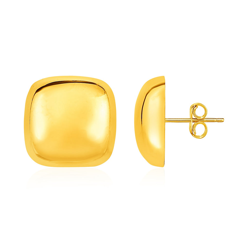 Rounded Square Post Earrings in 14k Yellow Gold