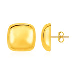 Rounded Square Post Earrings in 14k Yellow Gold