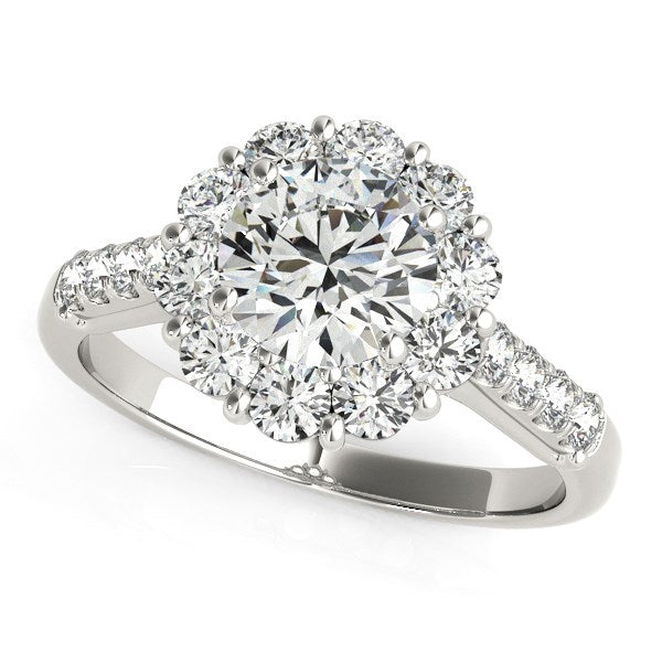 14K White Gold Round Diamond Halo Engagement Ring (2 1/2 ct. tw.)