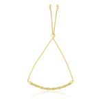 14k Yellow Gold Adjustable Lariat Bracelet with Curved Bar and Chain Design