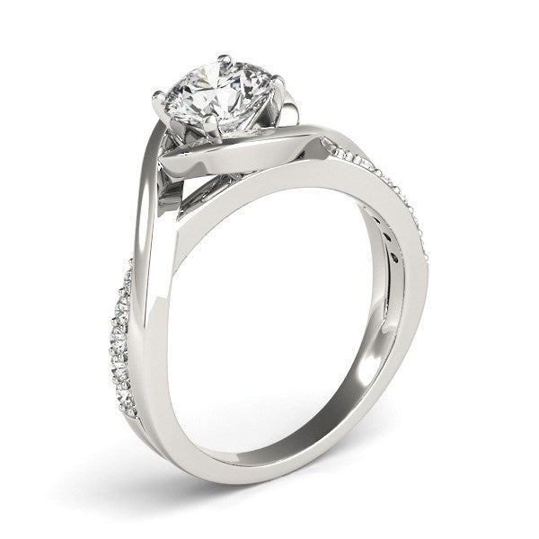 14K White Gold Split Band Round Bypass Diamond Engagement Ring (1 1/8 ct. tw.)