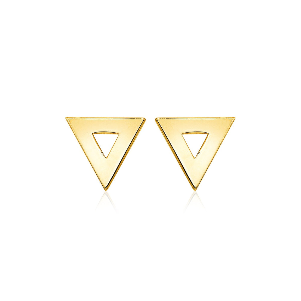 14k Yellow Gold Polished Open Triangle Post Earrings
