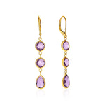 Drop Earrings with Round and Pear-Shaped Amethysts in 14k Yellow Gold