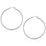 10k White Gold Polished Hoop Earrings (50 mm)