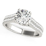 14K White Gold Round Diamond Engagement Ring with Pave Band (2 ct. tw.)