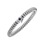 14k White Gold 7 1/2 inch Dragon Link Bracelet with Blue Sapphire
