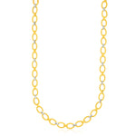 14k Two-Tone Gold Multi-Textured Oval Link Fancy Necklace