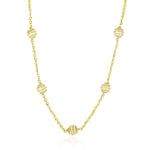 14k Two-Tone Gold Ball with Coil Station Chain Necklace