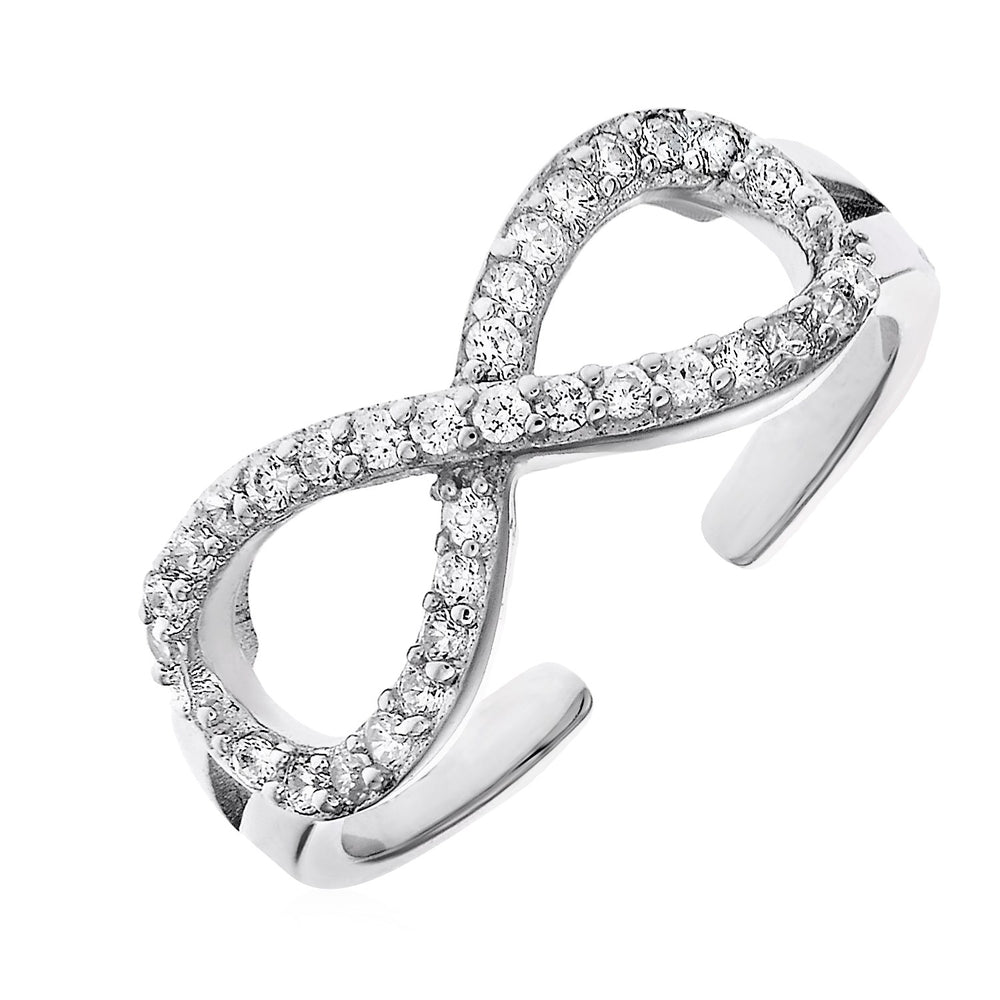 Toe Ring with Infinity Symbol in Sterling Silver with Cubic Zirconia
