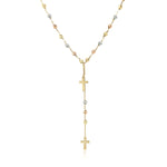14k Tri-Color Gold Rosary Chain Necklace